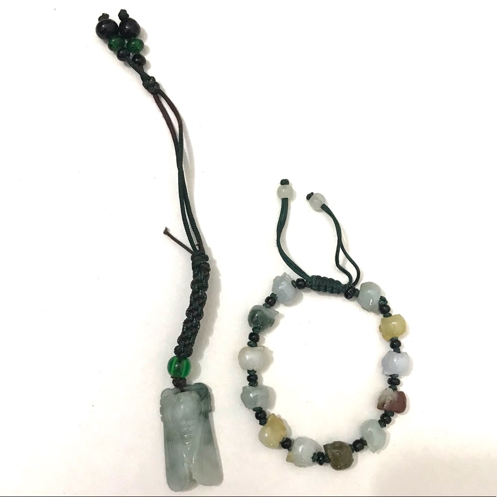 Circada Charm & Little Pigs Jade style Bracelet